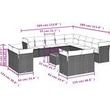  14-dijelni set vrtnih sofa s jastucima poliratan crni | shoptok.hr