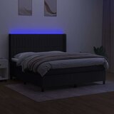  Box spring postelja z vzmetnico LED črna 160x200 cm blago | Shoptok.si