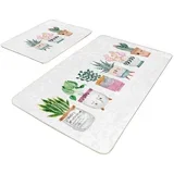 Bele žametne kopalniške preproge v kompletu 2 ks 60x100 cm Succulent –