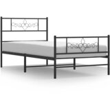  Metalni okvir kreveta uzglavlje i podnožje crni 80x200 cm | shoptok.hr