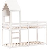 Krevet na kat s krovom bijeli 75x190 cm puno drvo bor | Eponuda.ba