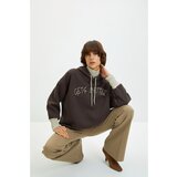 Trendyol brown loose fit knitted sweatshirt cene