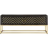 vidaXL Stolić za kavu crno-zlatni 90x50x35 cm od masivnog drva manga | shoptok.hr