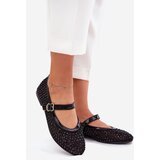 Boto Embellished Women's Ballerinas With Strap And Buckle Black Avirae | Shoptok.si