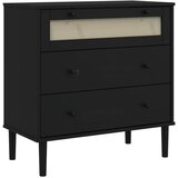  Ladičar SENJA izgled ratana crni 80x40x80 cm masivna borovina | shoptok.hr