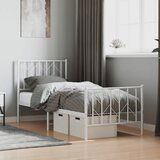  The Living Store Kovinski posteljni okvir z vzglavjem in vznožjem bel 75x190 cm - Posteljni Okvir, (21530108) | Shoptok.si