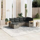 Maison Chic Seti vrtnega pohištva - Vrtna garnitura - Vrtni pohištvo set 6-delna z blazinami siv poli ratan, (21808152) | Shoptok.si