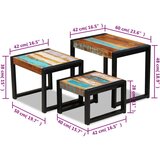  3-dijelni set uklapajućih stolića od masivnog obnovljenog drva | shoptok.hr
