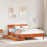 Maison Chic Posteljni okvir - Dvoposteljna postelja - Zakonska postelja brez vzmetnice voščeno rjav 140x190 cm borovina-J13370, (21763457) | Shoptok.si