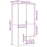 vidaXL Garderobna omara Črn hrast Inženirski les 80x52x180 cm | Shoptok.si