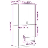vidaXL Ormar Crni hrast Konstruirano drvo 80x52x180 cm Ormar | shoptok.hr