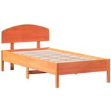 vidaXL Okvir kreveta s uzglavljem voštano smeđi 75x190 cm od borovine | shoptok.hr