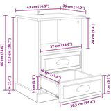  Noćni ormar 2 pcs Staro drvo 43 x 36 x 60 cm Konstruirano drvo | shoptok.hr