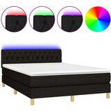  Krevet box spring s madracem LED crni 140x200 cm od tkanine | shoptok.hr