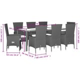  9-dijelni vrtni blagovaonski set od poliratana s jastucima bež Dužina stola 190 cm | shoptok.hr