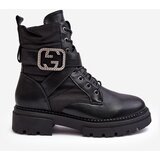 Boto Gennee Leather Black Workery Boots with Chain | Shoptok.si