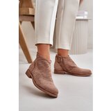 S. BARSKI Women's Ankle Boots With Flat Heel Perforated Brown S.Barski | Shoptok.si