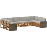 vidaXL Zunanja garnitura za sedenje 10 pcs Naravna in svetlo siva, (5000281953) | Shoptok.si
