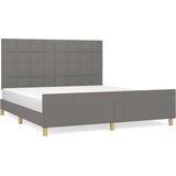  Posteljni okvir z vzglavjem temno siv 160x200 cm blago, (20791656) | Shoptok.si