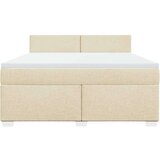 vidaXL Box spring postelja z vzmetnico krem 180x200 cm blago | Shoptok.si