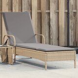 Maison Chic Vrtni Ležalnik - Sončna ležalnik s kolesi in blazino bež poli ratan, (22042920) | Shoptok.si