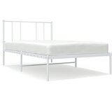  Metalni okvir za krevet s uzglavljem bijeli 107x203 cm | shoptok.hr