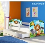  Dječji krevet ACMA s motivom, bočna bijela + ladica 140x70 cm 02 Animals | shoptok.hr