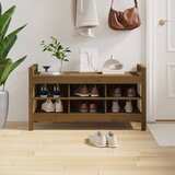 vidaXL Klop za predsobo medeno rjava 110x40x60 cm trdna borovina Cene
