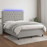  Box spring postelja z vzmetnico LED sv. siva 140x200 cm blago, (20724882) | Shoptok.si