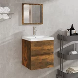  Kupaonski ormarić s umivaonikom i ogledalom smeđa boja hrasta