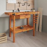  Radni stol s ladicom i škripcima 124x52x83 cm Masivno drvo akacije | shoptok.hr
