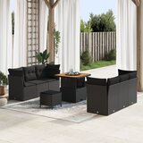 vidaXL 9-dijelni set vrtne sofe s jastucima crni poli ratan | shoptok.hr