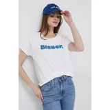 Blauer Bombažna kratka majica bela barva