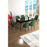 Hanah home Han - Black Marble, Khaki Black MarbleKhaki Extendable Dining Table & Chairs Set (7 Pieces) | ePonuda.com