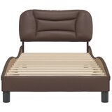  Posteljni okvir z vzglavjem rjav 90x200 cm umetno usnje, (21088941) | Shoptok.si
