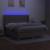 box spring s madracem LED smeđesivi 160x200 cm tkanina | shoptok.hr