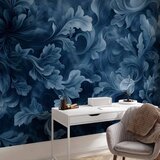 Foto tapeta - Abstract Ornaments: Dark Blue Victorian Leaves 196x140 Samoljepljiva | shoptok.hr