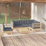  Vrtna sedežna garnitura 6-delna s sivimi blazinami borovina, (20672691) Cene