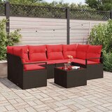  Set sofe 7 pcs Smeđa i crvena poliratan | shoptok.hr