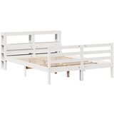 vidaXL Posteljni okvir z vzglavjem bel 140x200 cm trdna borovina, (21292168) | Shoptok.si
