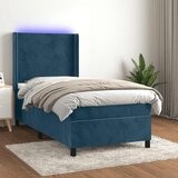  box spring s madracem LED tamnoplavi 90x200 cm baršun | shoptok.hr