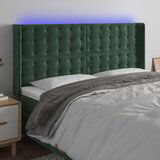  the living store led posteljno vzglavje temno zeleno 163x16x118/128 cm žamet - led vzglavje, (21451994) Cene