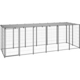 vidaXL Pesji boks srebrn 330x110x110 cm jeklo Cene