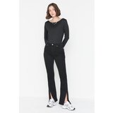 Trendyol Black Stitch Detailed Slit High Waist Slim Flare Jeans Cene