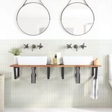  Zidna polica za umivaonik od čelika i masivnog bagremovog drva Smeđa 160 x 50 x 2 cm | Shoptok.si