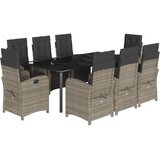  9-dijelni vrtni blagovaonski set sivi od poliratana Siva Dužina stola 200 cm | Shoptok.si