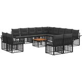  Set vanjskih sofa 14 kom. Crna i tamno siva Poliester | shoptok.hr