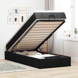  Otomanski okvir kreveta s madraca crni 80x200cm od tkanine | shoptok.hr