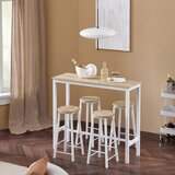 SoBuy komplet barske mize s 4 tabureji z vzorcem breze v industrijskem slogu, (20814585) | Shoptok.si
