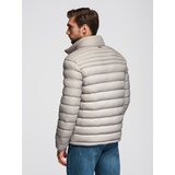 Ombre Men's lightweight jacket of combined materials with hood and decorative quilting - black | shoptok.hr